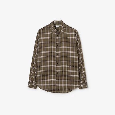 Relaxed Fit Check Cotton Shirt in Finch brown