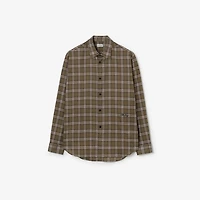 Relaxed Fit Check Cotton Shirt in Finch brown