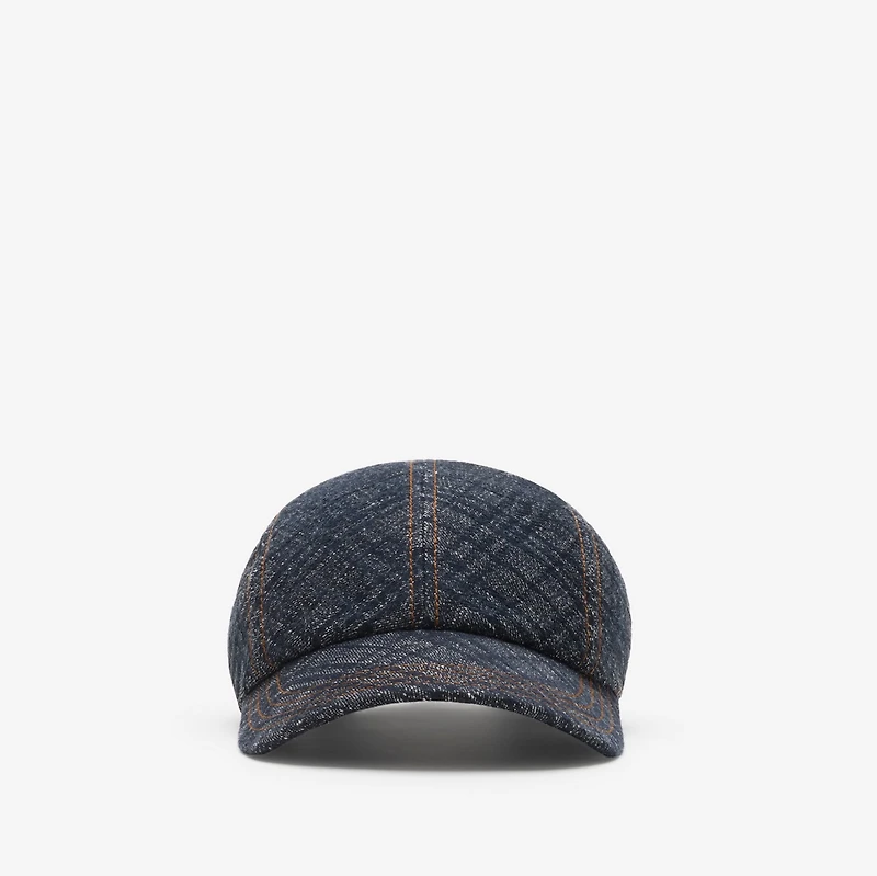 Check Denim Baseball Cap in Indigo - Men | Burberry® Official