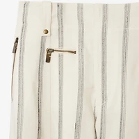 Striped Silk Blend Tailored Trousers in Cream/black - Women | Burberry® Official
