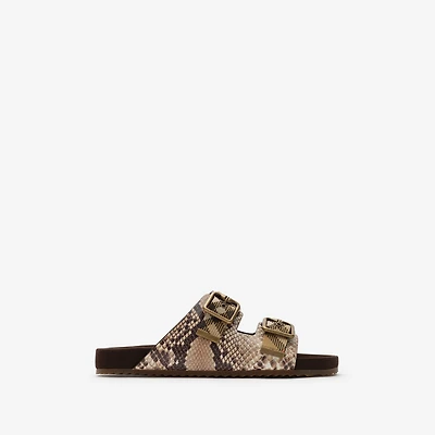 Python-print Leather Urchin Sandals​ in Serpent beige - Women | Burberry® Official