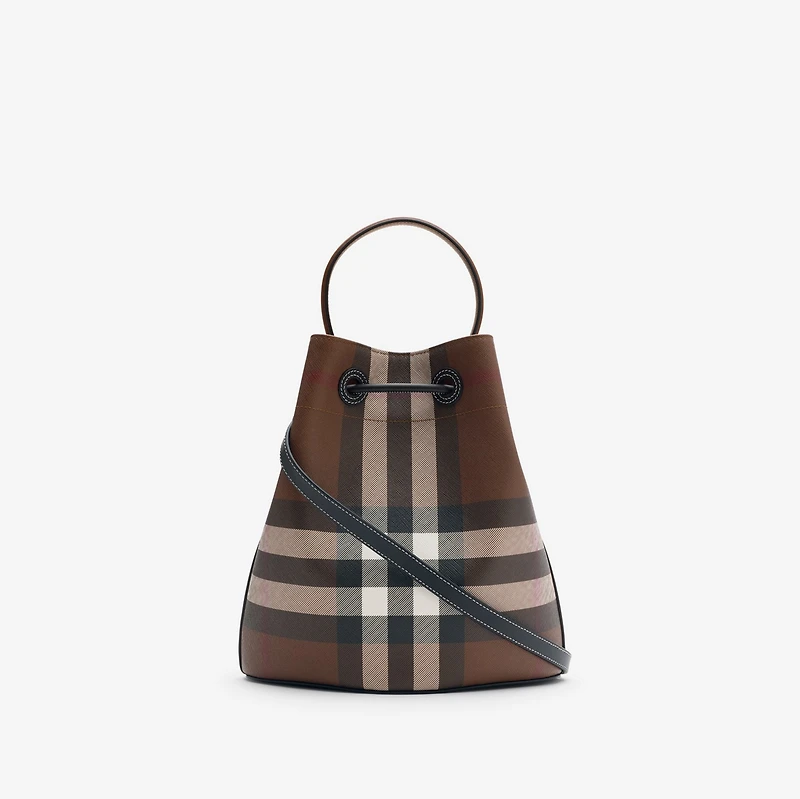 Small Check Bucket Bag in Dark birch brown - Women | Burberry® Official