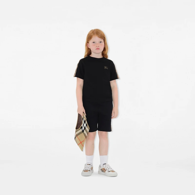 Check Trim Cotton T-shirt in | Burberry® Official