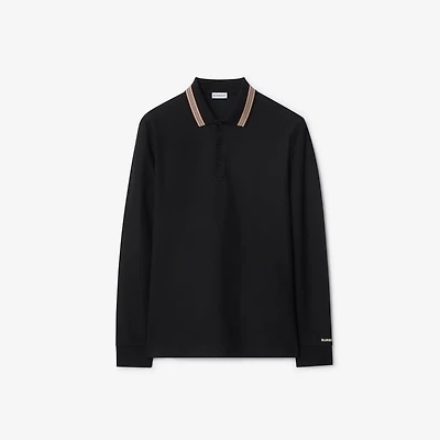 Long-sleeve Cotton Polo Shirt in