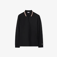 Long-sleeve Cotton Polo Shirt in