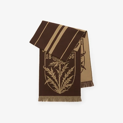 Thistle Shield Wool Scarf in Treacle brown | Burberry® Official