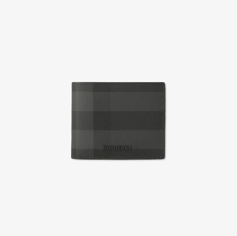 Check Slim Bifold Wallet in Charcoal - Men, Canvas | Burberry® Official