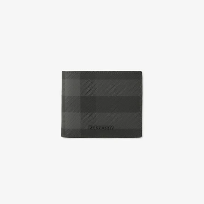 Check Slim Bifold Wallet in Charcoal - Men, Canvas | Burberry® Official
