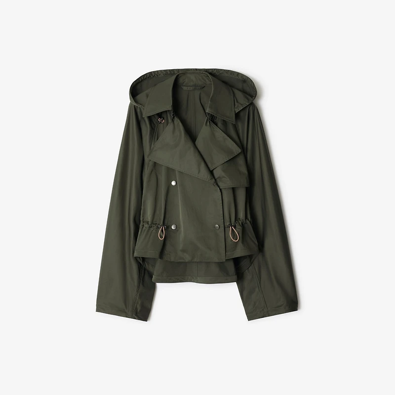 Satin Hooded Trench Jacket in Shale - Women | Burberry® Official