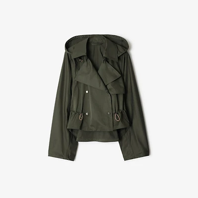 Satin Hooded Trench Jacket in Shale - Women | Burberry® Official