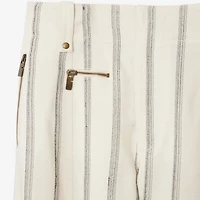 Striped Silk Blend Tailored Trousers in White/black - Women | Burberry® Official