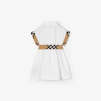 Check Trim Cotton Shirt Dress in White | Burberry® Official