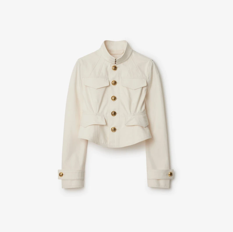 Cropped Cotton Jacket in Off white - Women | Burberry® Official
