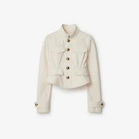Cropped Cotton Jacket in Off white - Women | Burberry® Official