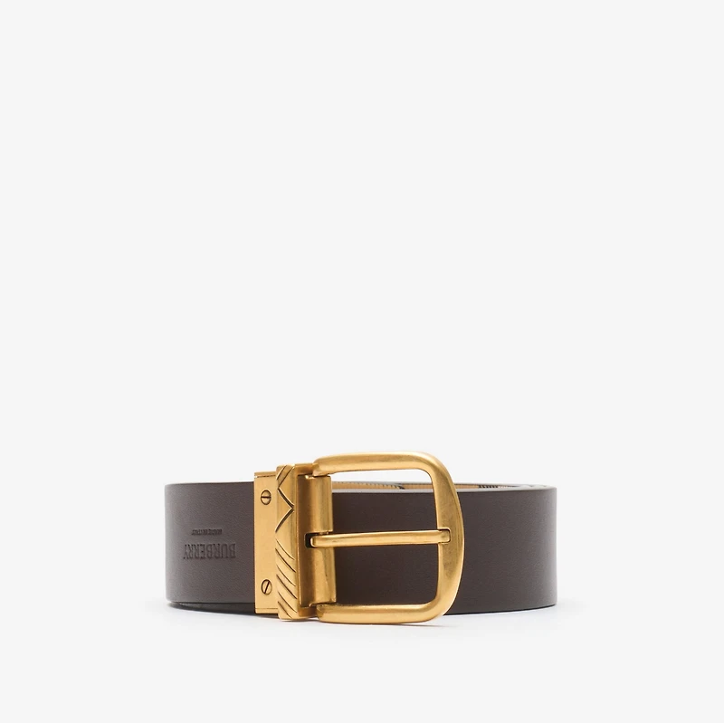 Reversible Check Pin Belt​ in Peat brown/sand beige - Men | Burberry® Official