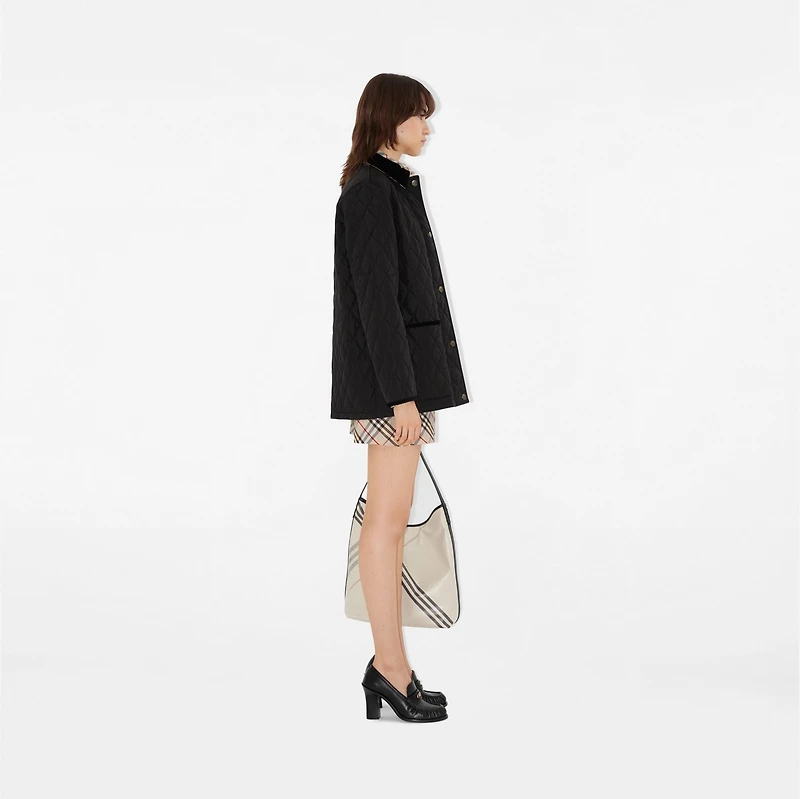 Quilted Nylon Barn Jacket in Black/sand - Women | Burberry® Official