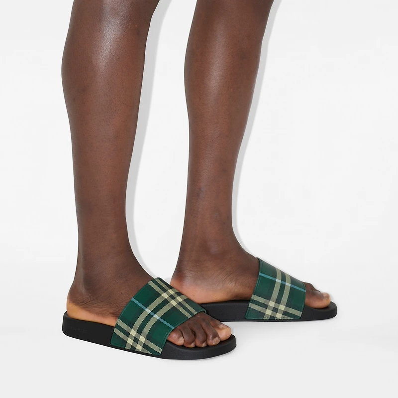 Check Slides in Leaf - Men, Technical | Burberry® Official