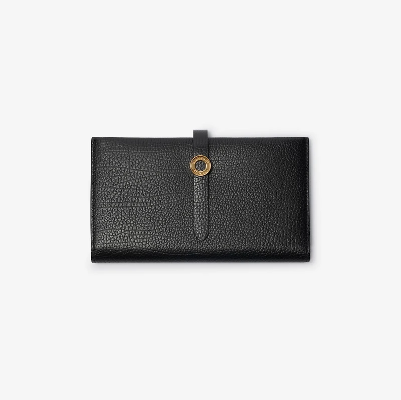 Grainy Leather Continental Wallet in Black - Women | Burberry® Official