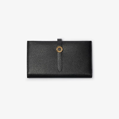 Grainy Leather Continental Wallet in Black - Women | Burberry® Official