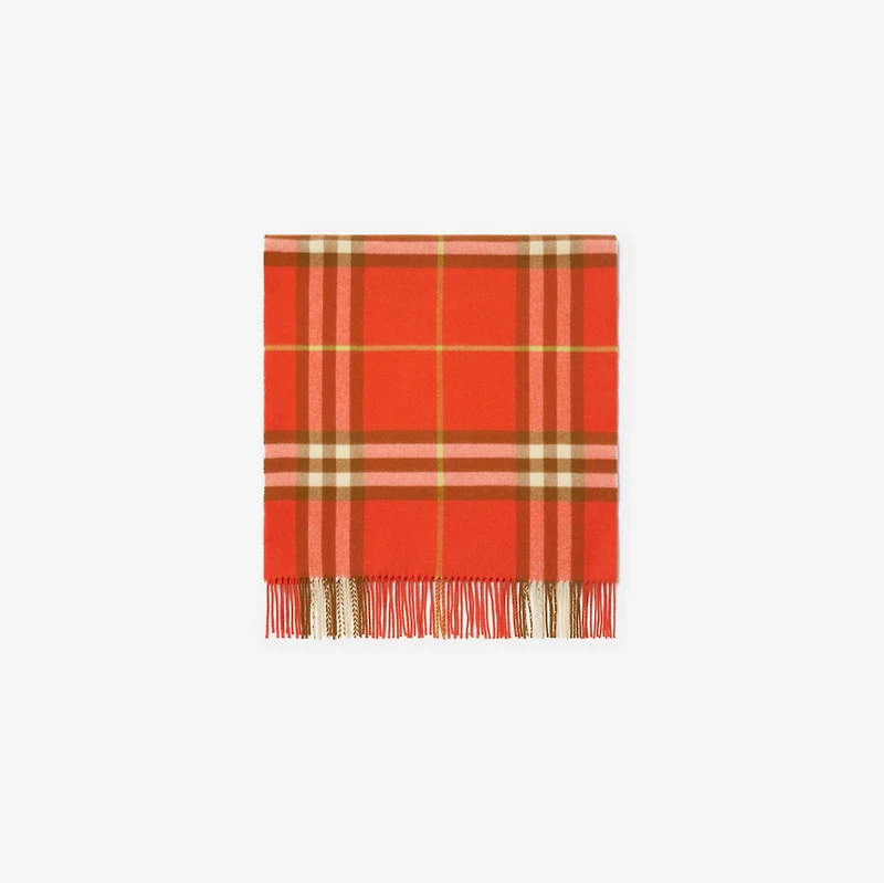 Wide Check Cashmere Scarf in Tomato red | Burberry® Official