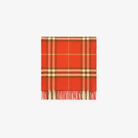 Wide Check Cashmere Scarf in Tomato red | Burberry® Official