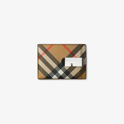 Check Clip Card Case in Sand - Men, Canvas | Burberry® Official