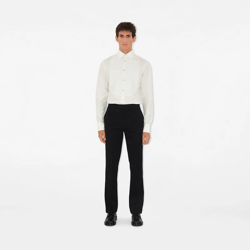Slim Fit Cotton Silk Tuxedo Shirt in Natural white - Men | Burberry® Official