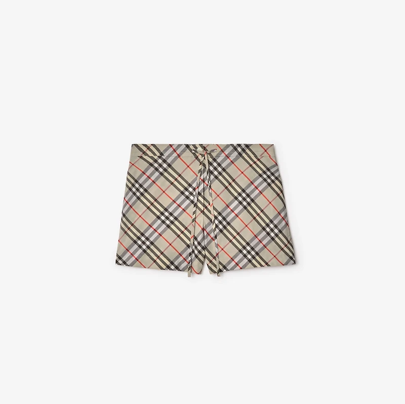 Check Cotton Pyjama Shorts in Chipping - Women | Burberry® Official