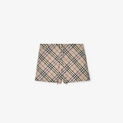 Check Cotton Pyjama Shorts in Chipping - Women | Burberry® Official