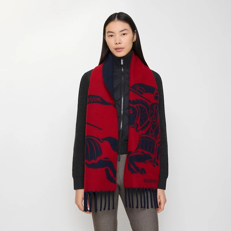 Reversible EKD Wool Scarf in Navy | Burberry® Official