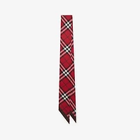 Skinny Contrast Check Silk Scarf in Pillar/oxblood | Burberry® Official