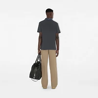 Check Collar Cotton Polo Shirt in Magnet - Men | Burberry® Official