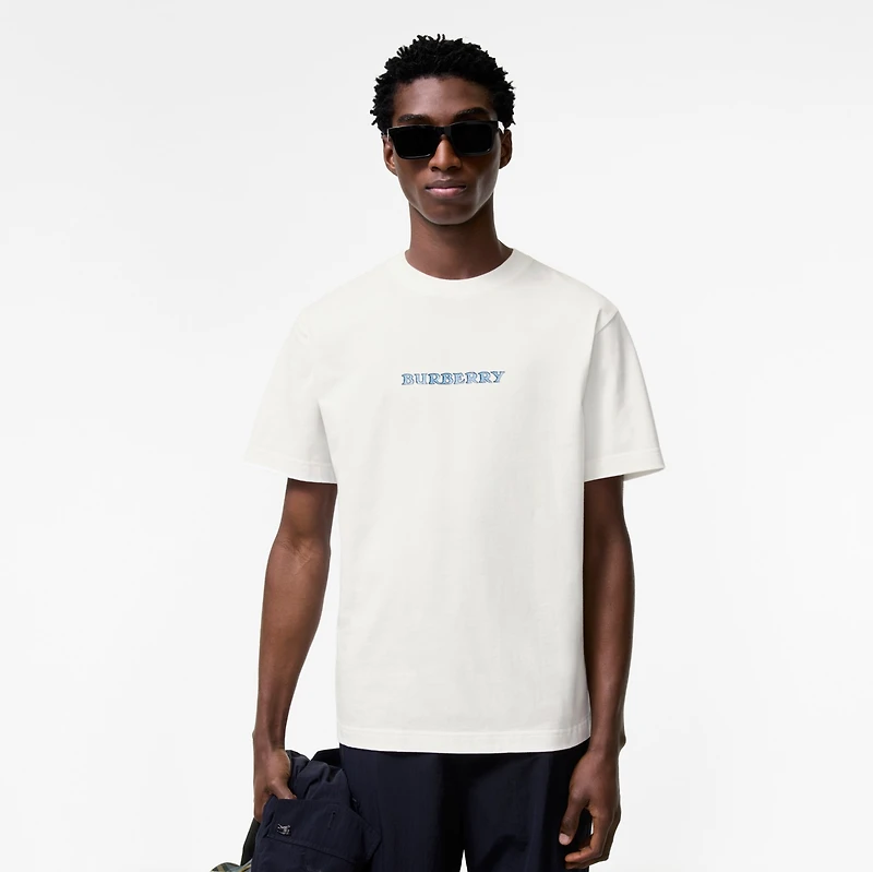 Heritage Logo Cotton T-shirt in Chalk white - Men | Burberry® Official