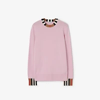 Icon Stripe Trim Wool Cashmere Sweater in Wisteria pink - Women | Burberry® Official