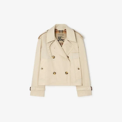 Cropped Tropical Gabardine Mayfair Trench Jacket in Clam beige - Women | Burberry® Official