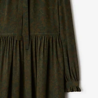 Foliage Silk Dress in Moat green - Women | Burberry® Official