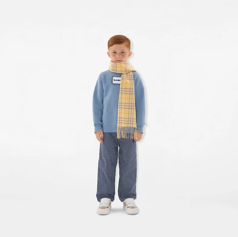 Check Cashmere Scarf in Drum - Children | Burberry® Official