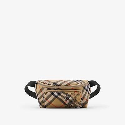 Small Check Belt Bag in Sand beige - Men, Nylon | Burberry® Official