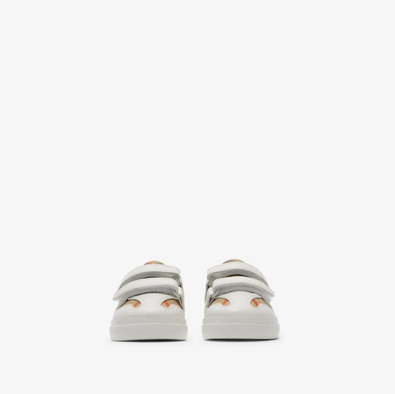 Check and Leather Sneakers in Sand beige - Children | Burberry® Official