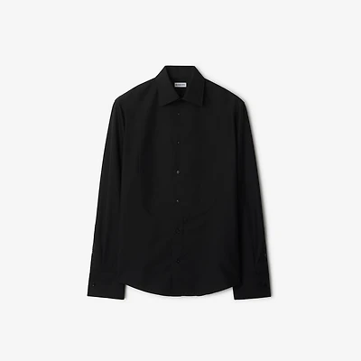 Slim Fit Cotton Silk Tuxedo Shirt in Black - Men | Burberry® Official