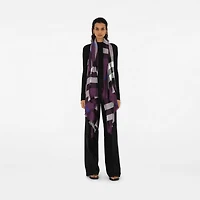 Check Cashmere Silk Scarf in Pansy | Burberry® Official