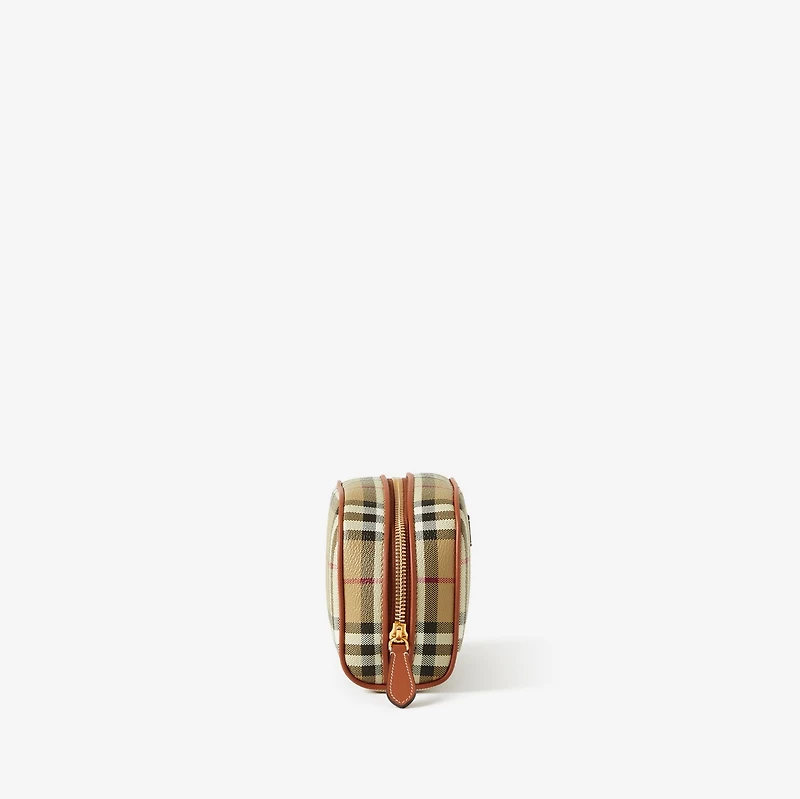 Small Check Travel Pouch in Archive beige - Women | Burberry® Official