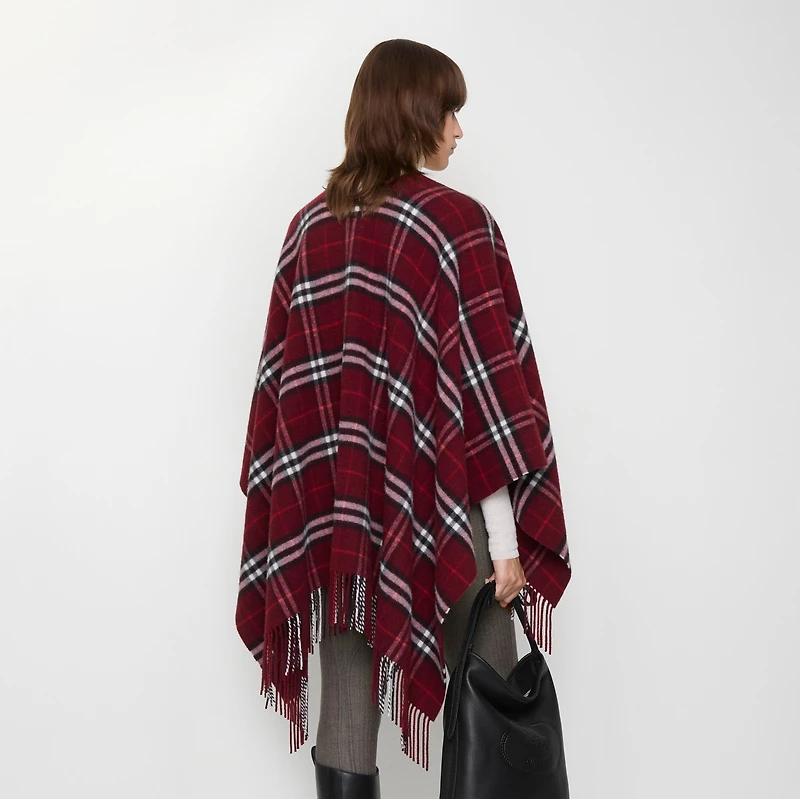 Check Wool Cashmere Cape in Oxblood | Burberry® Official