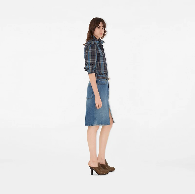 Denim Skirt in Mid blue - Women, Cotton | Burberry® Official