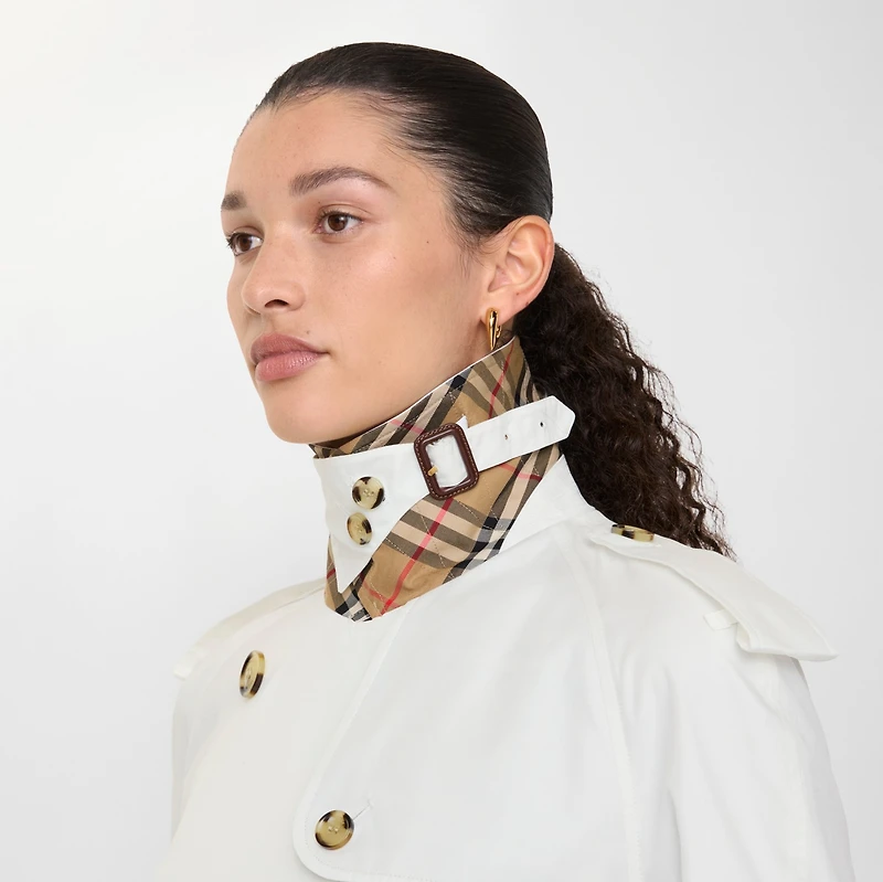 Cropped Tropical Gabardine Trench Jacket in Cotton white - Women, Cotton | Burberry® Official