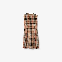 Check Wool Blend Bouclé Dress in Sand beige - Women | Burberry® Official