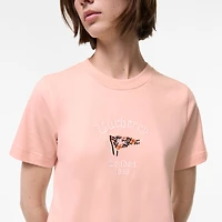 Check Flag Cotton T-shirt in Compact pink - Women | Burberry® Official