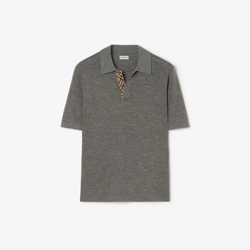 Wool Polo Shirt in Grey - Men | Burberry® Official