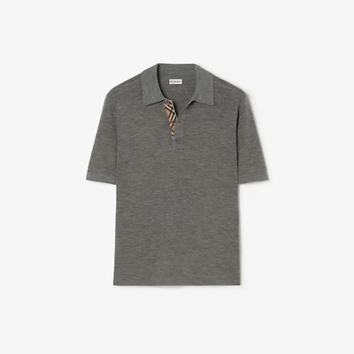 Wool Polo Shirt in Grey - Men | Burberry® Official