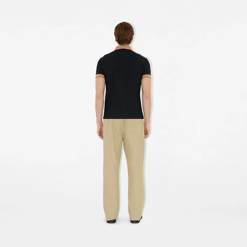 Logo Collar Cotton Polo Shirt in Black - Men | Burberry® Official
